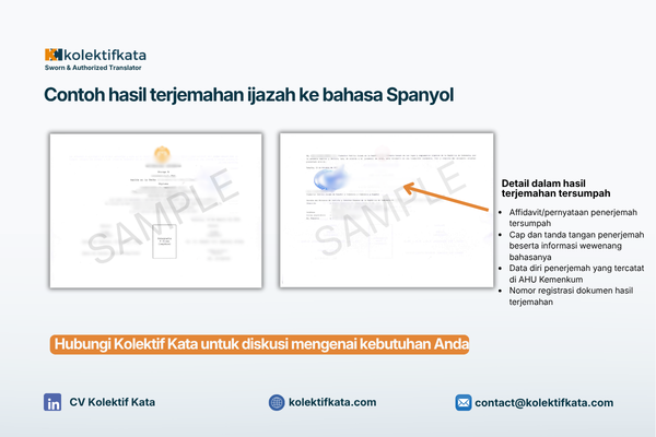 contoh hasil translate ijazah ke bahasa spanyol yang resmi