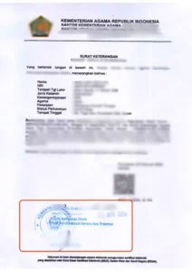 contoh SKBM yang sudah dilegalisasi kemenag sebagai syarat menikah di china