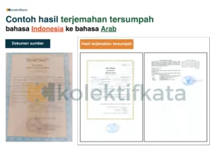 contoh hasil terjemahan tersumpah bahasa Indonesia ke Arab untuk akta lahir